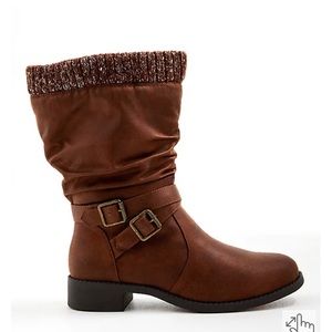 Torrid brown suede sweater trim boots